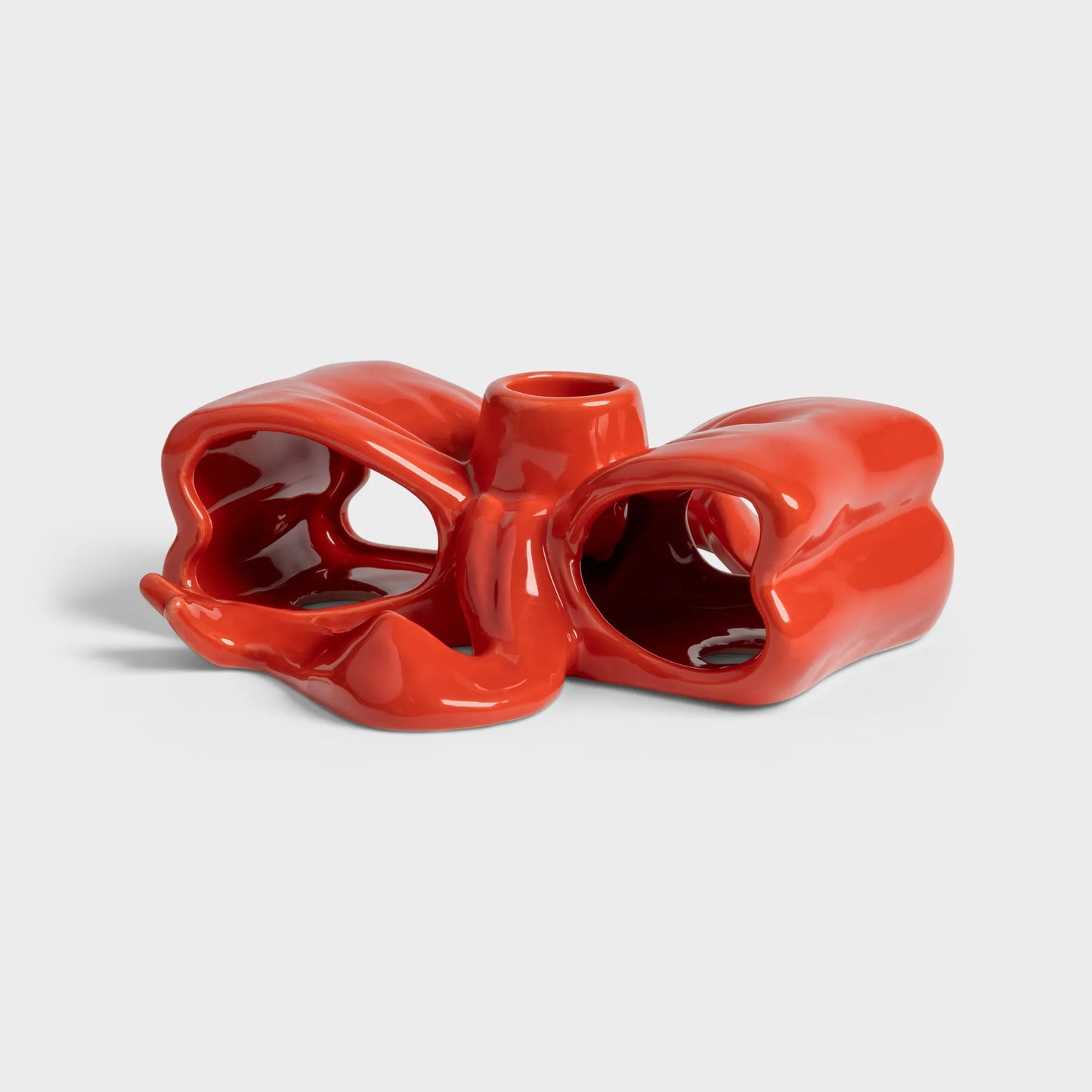 Ribbon Candle Holder Red