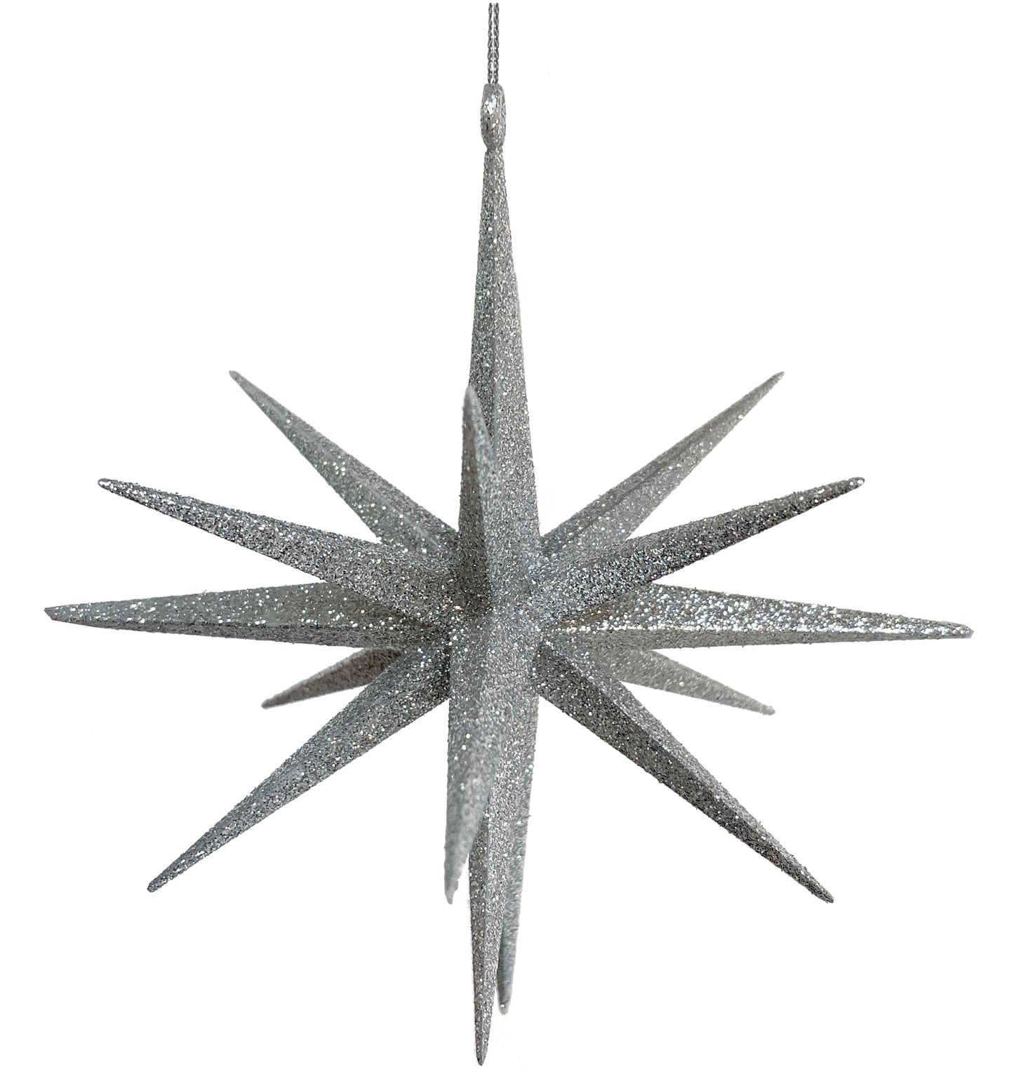 Glitter 3D Star Silver Bauble
