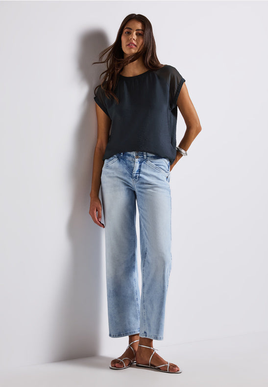 Navy Crepe Summer Shirt by Street One