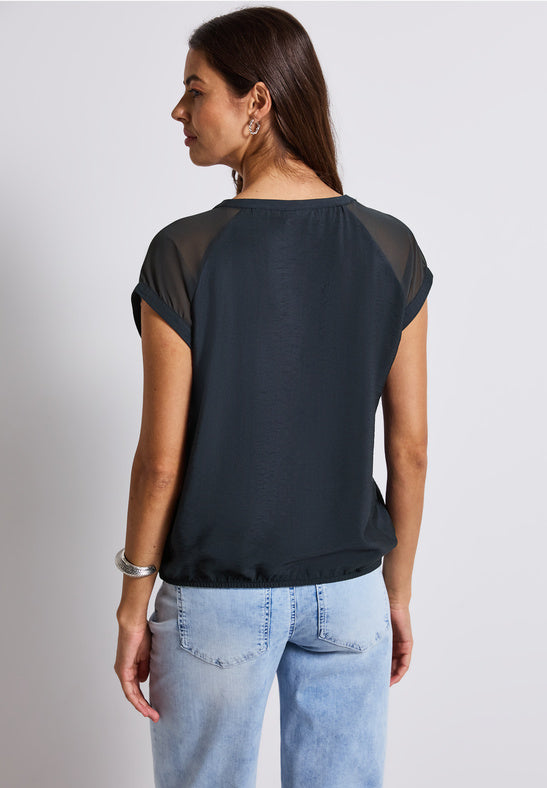 Navy Crepe Summer Shirt by Street One