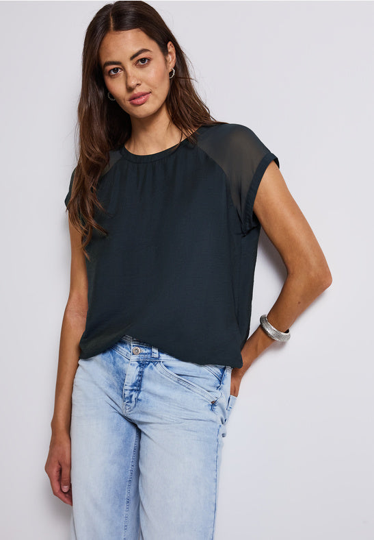 Navy Crepe Summer Shirt by Street One