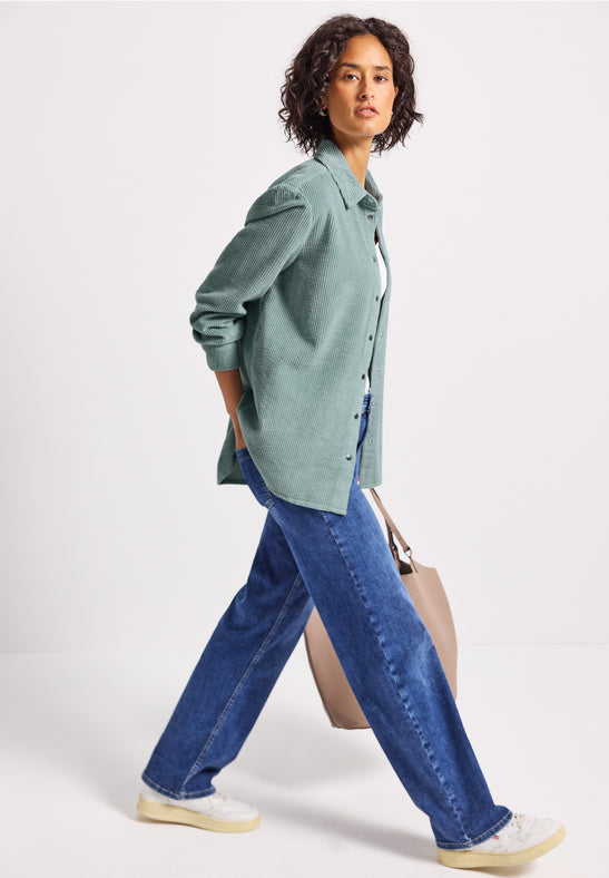 Cord Long Shirt in Seagreen