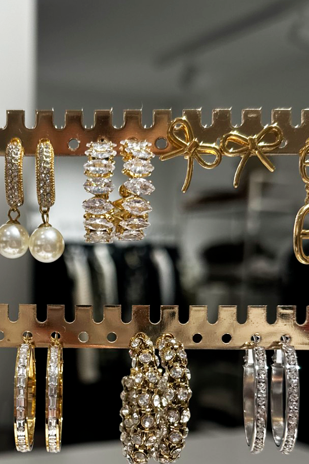 Rhinestone Gold Hoops