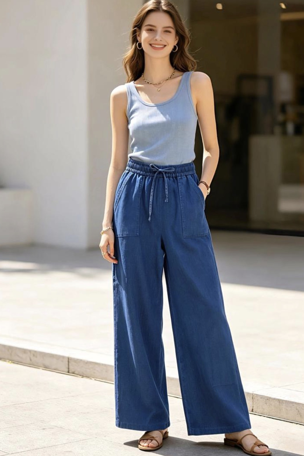 The Beau Drawstring Denim Trouser