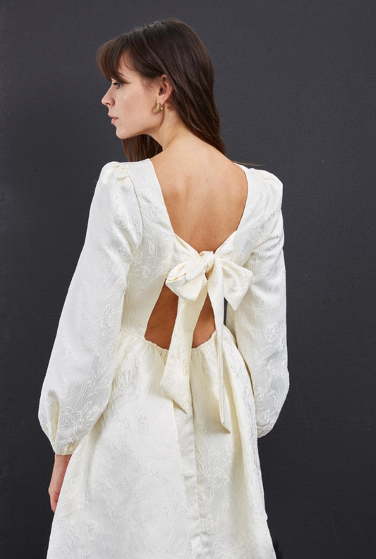 Delilah Ivory Brocade Dress
