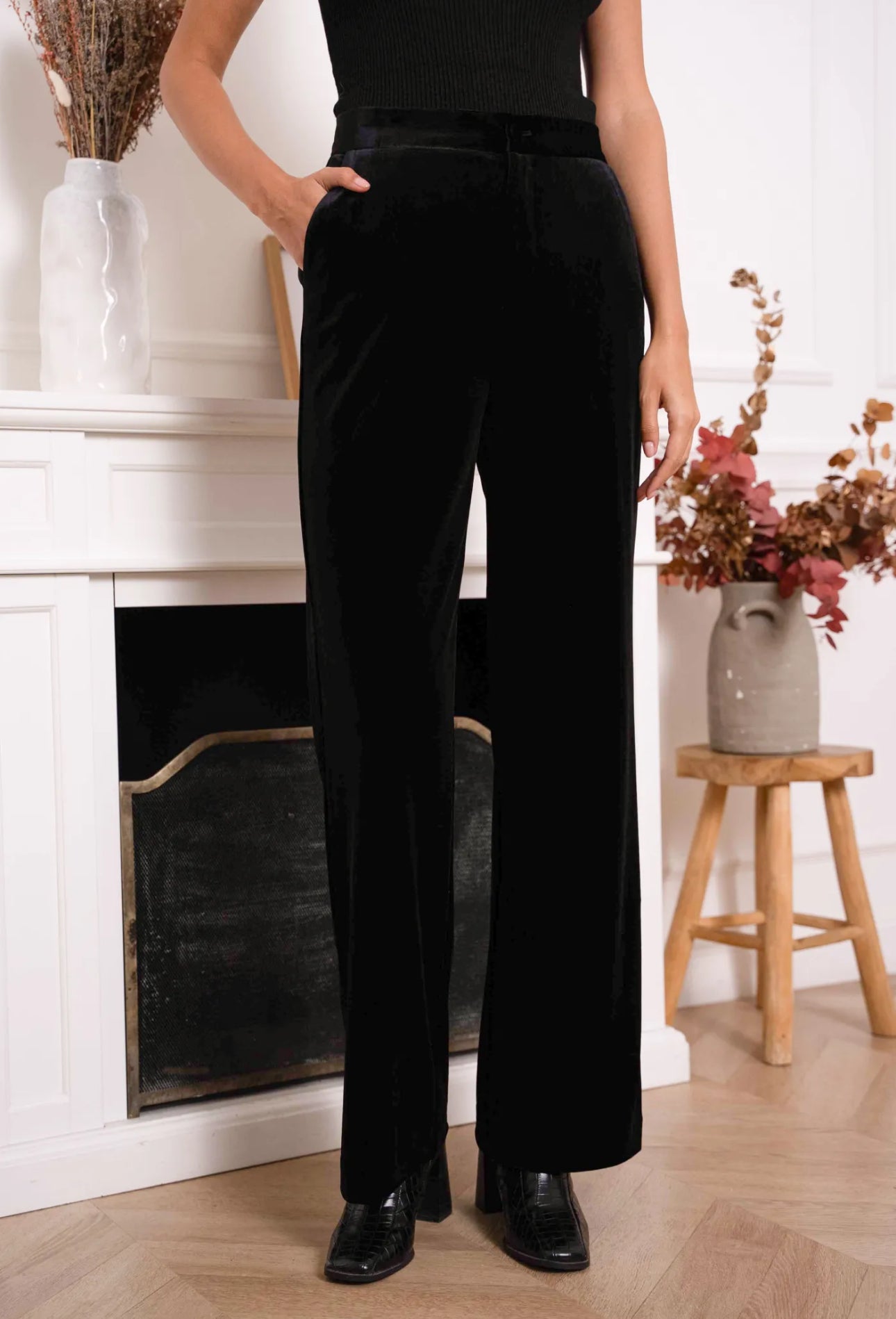 The Vivienne Black Velvet Trousers