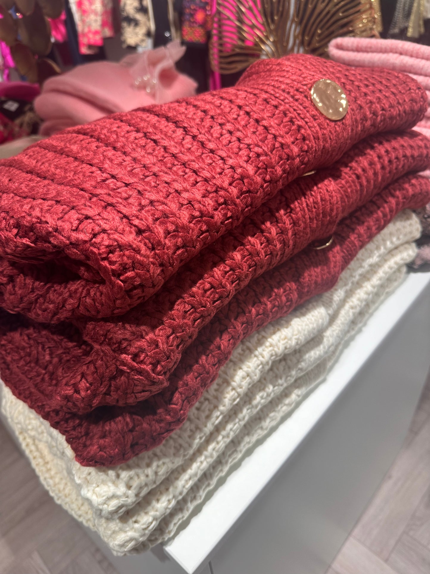 The Pebble Gold Button Knit
