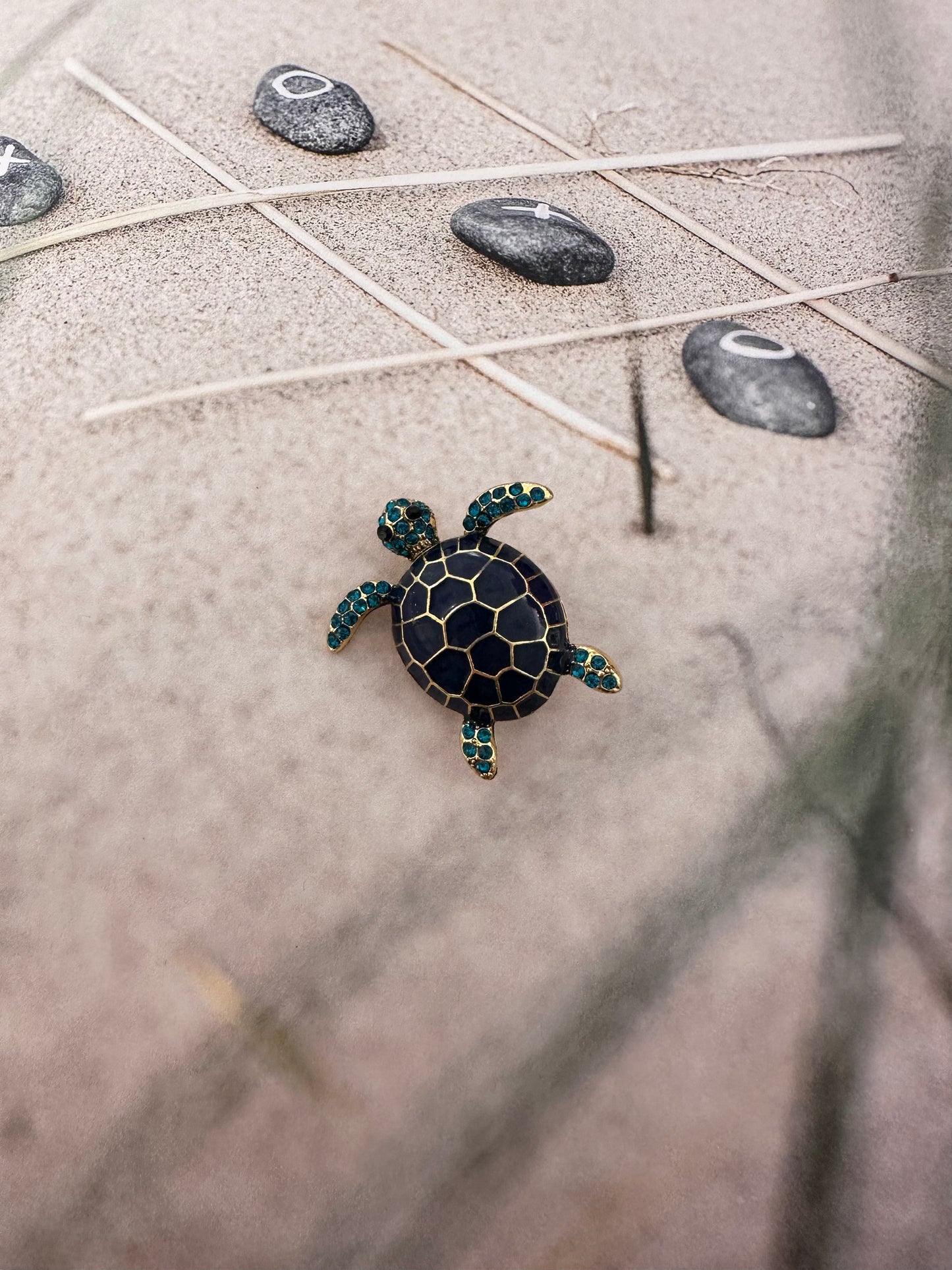 Denim Turtle Brooch
