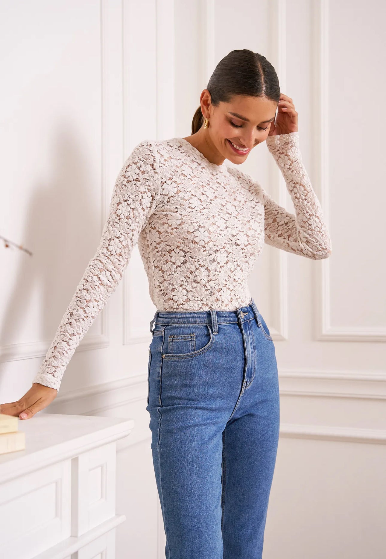 The Ivory Long Sleeve Mesh Shirt