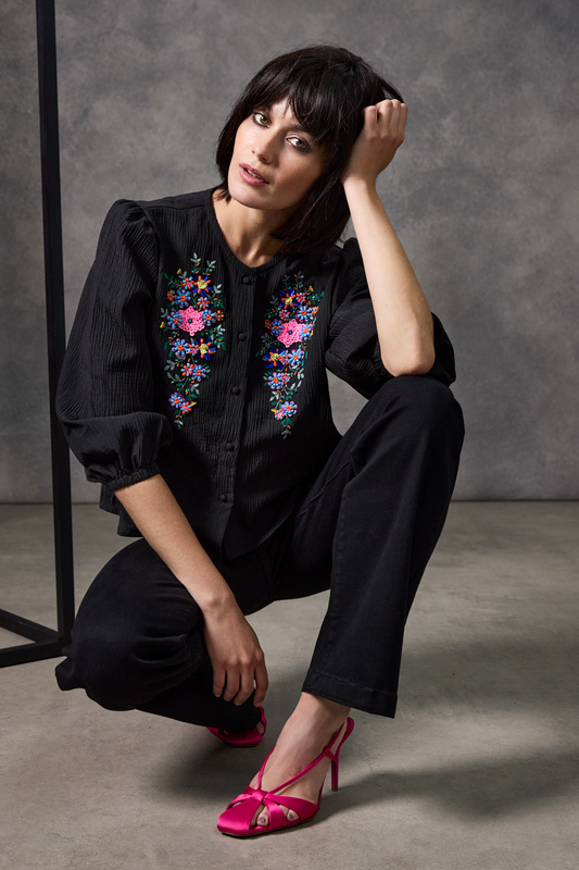 The Marlene Top with Petal Beadwork