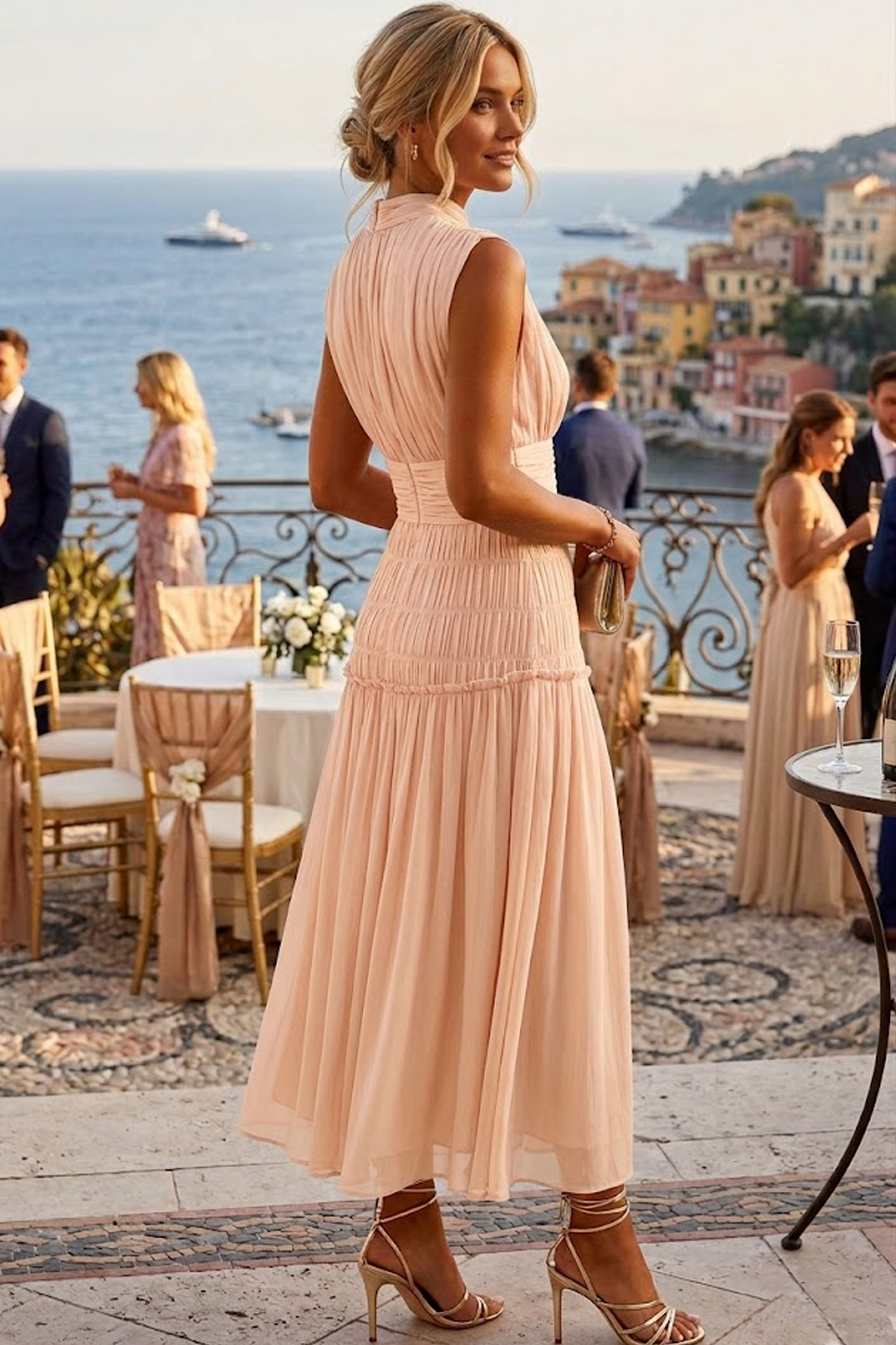 The Petra Peach Midi Dress