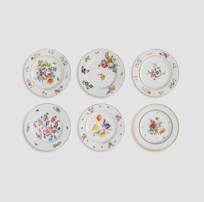 Vintage Floral Plates Set of 6