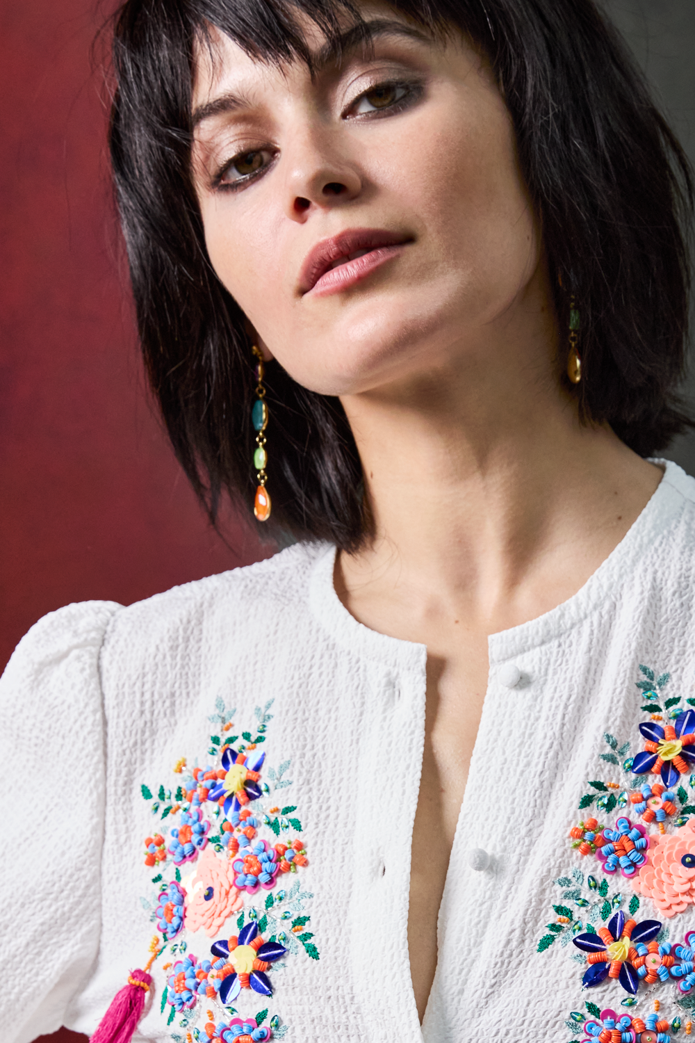 The Marlene Top with Petal Beadwork