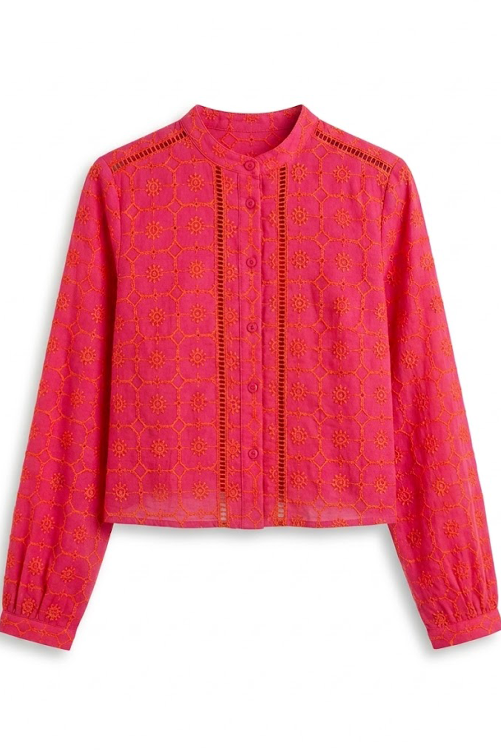 The Salomé Shirt Neon Pink in Broderie Anglaise