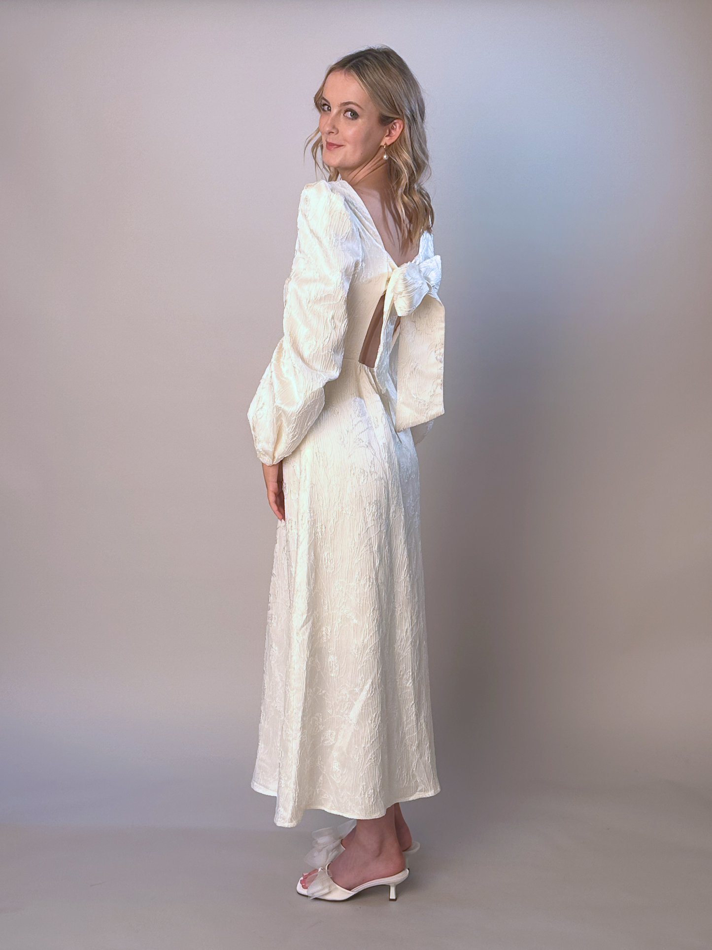 Delilah Ivory Brocade Dress