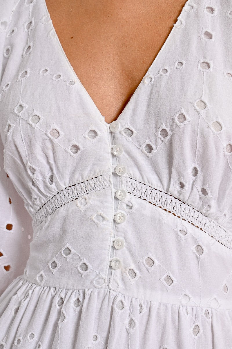 Broderie Anglaise Dress in Optic White