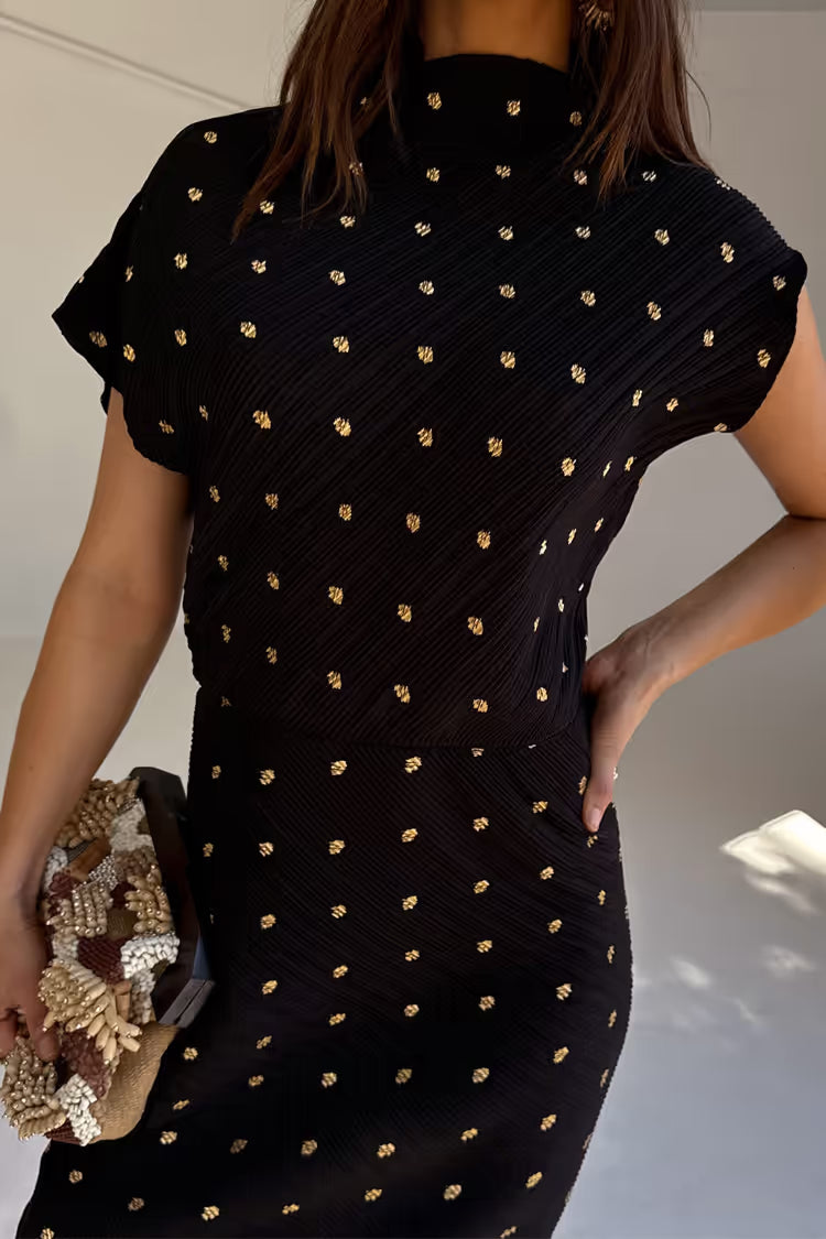 Black Plisée Desiree Dress