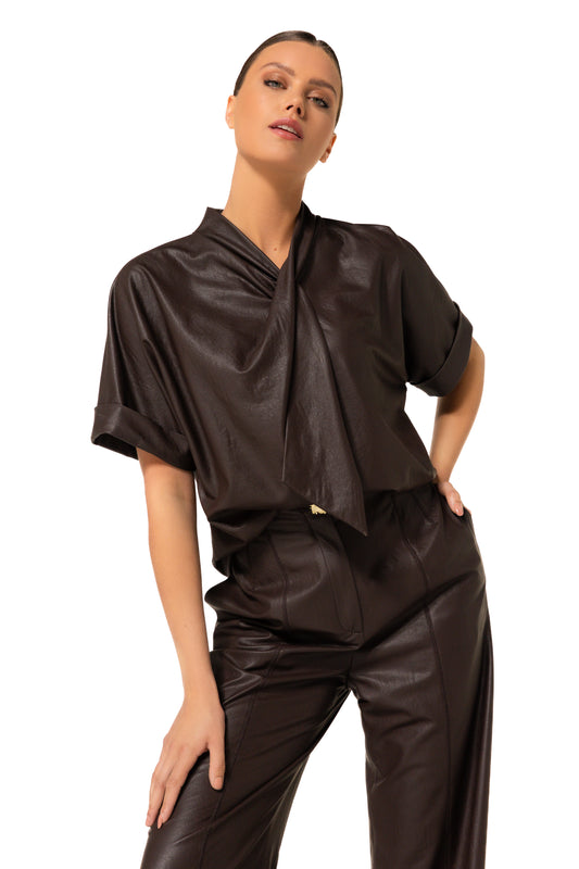 The Bianca Leather Crop Flare Trousers