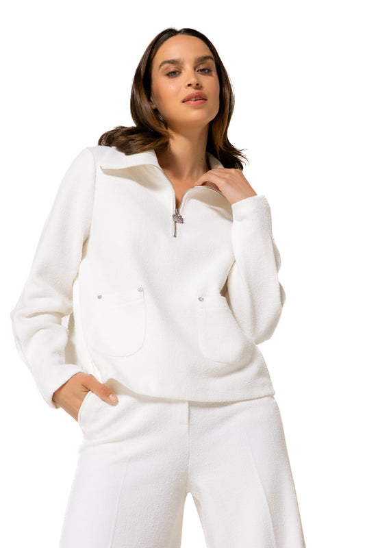 The Winona Sweater in Bouclé Winter White