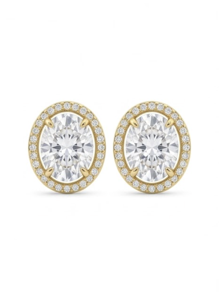 The Vanessa Oval Halo Stud Earrings