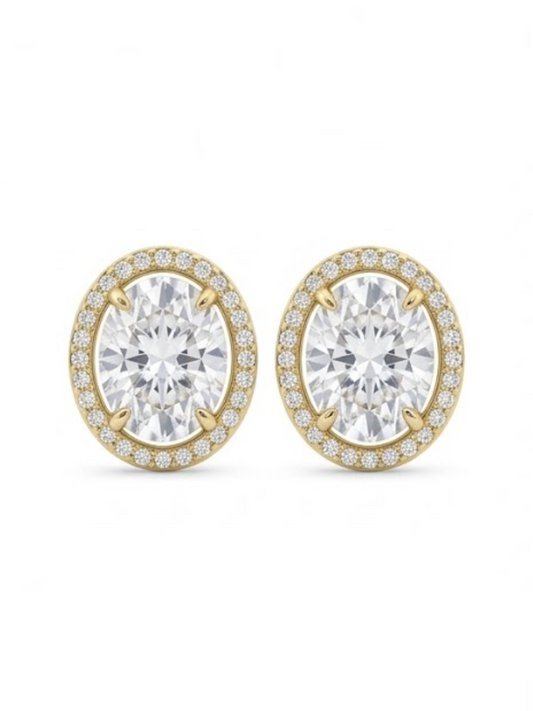 The Vanessa Oval Halo Stud Earrings
