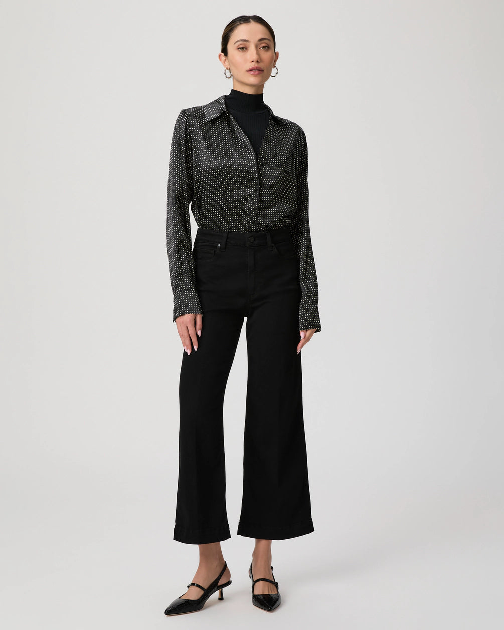 Anessa Wide Leg Jean in Black Shadow by PAIGE