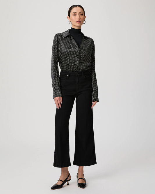 Anessa Wide Leg Jean in Black Shadow by PAIGE