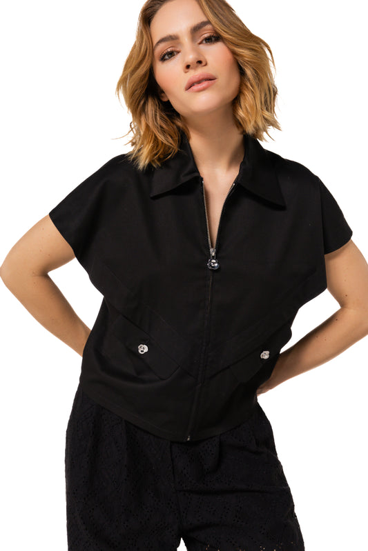 The Zanka Black Zip Top