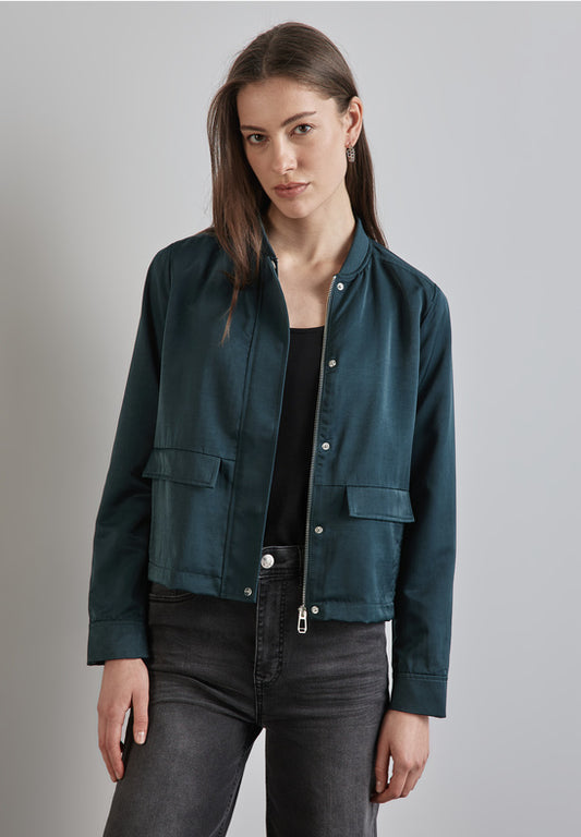 Satin Bomber in Forest Green by Street One