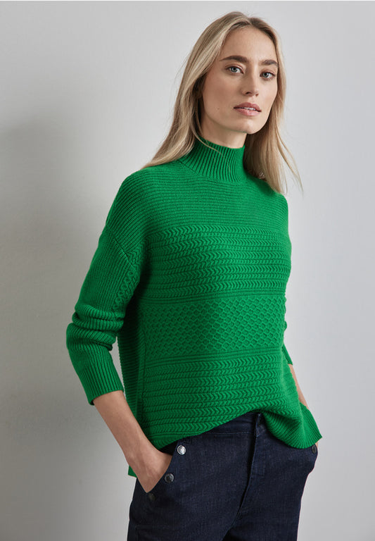 Fancy Cable Sweater in Emerald by Street One