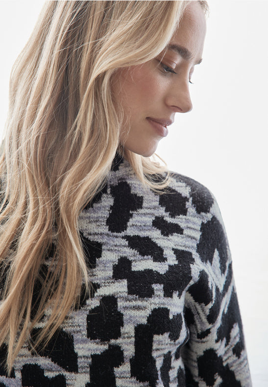 Cosy Leopard Grey Sweater by Street One