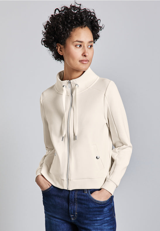 Ivory Zipper Jacket with Drawstring By Street One