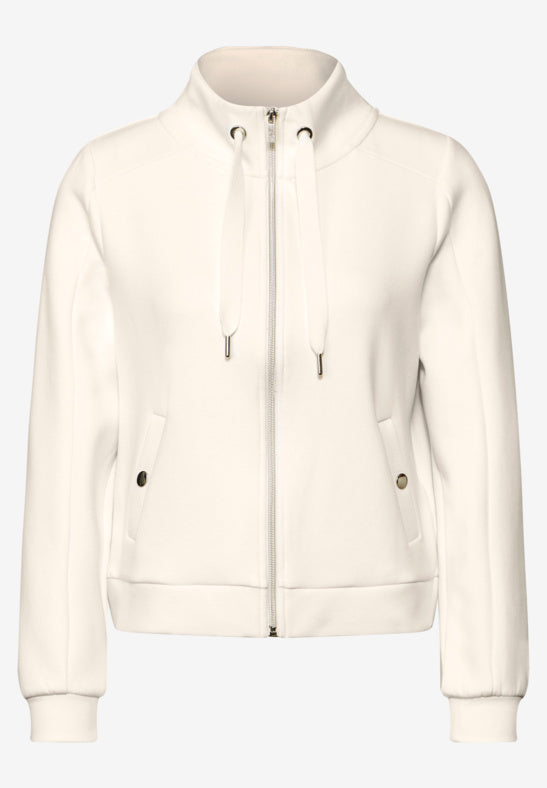 Ivory Zipper Jacket with Drawstring By Street One