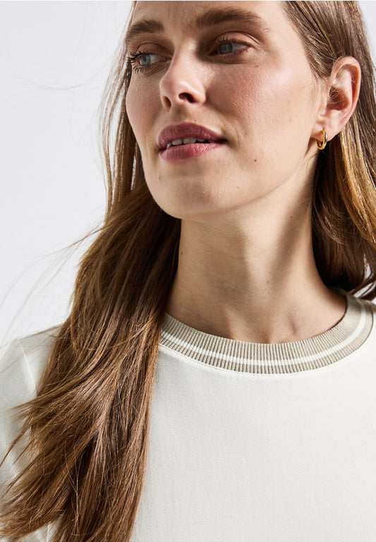 Shirt with Taupe Rib Collar
