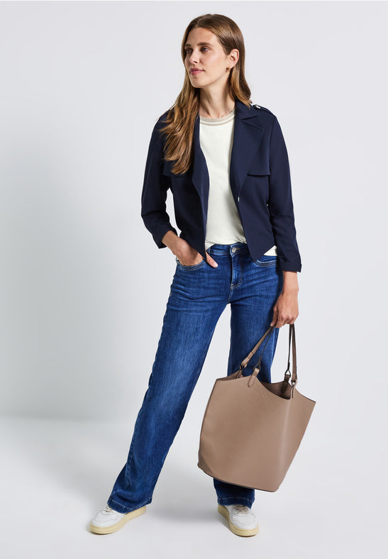 Shirt with Taupe Rib Collar