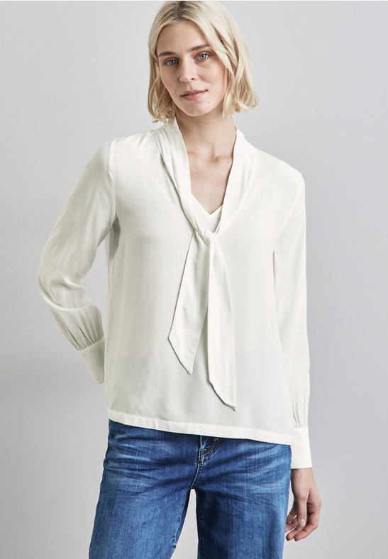 White Blouse with Tie Detail by Street One