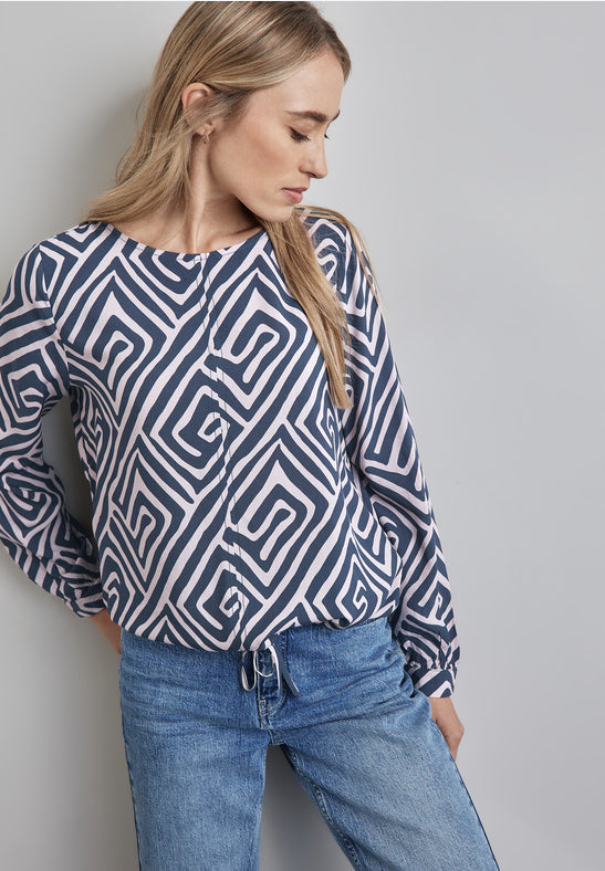 Geometric Shirt with Gathered Hemline by Street One