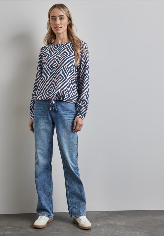 Geometric Shirt with Gathered Hemline by Street One