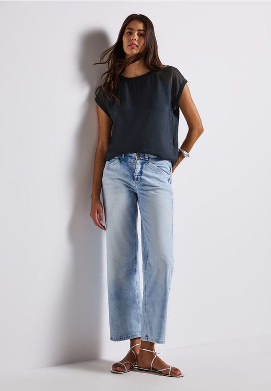 Navy Crepe Summer Shirt by Street One