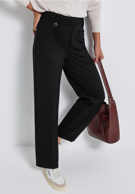 Black Wide Leg Trs by Street One