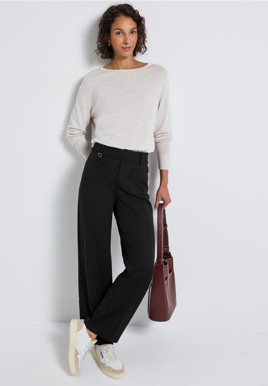 Black Wide Leg Trs by Street One