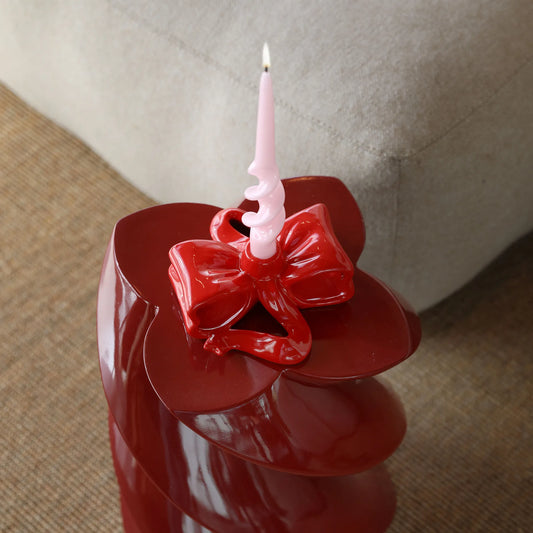 Ribbon Candle Holder Red