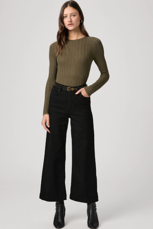 Anessa Wide Leg Jean in Black Shadow by PAIGE