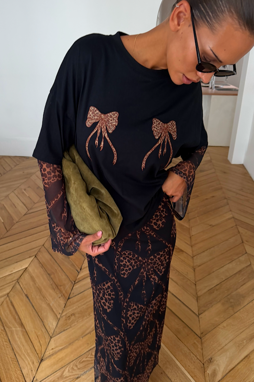 The Black Leopard Bow T-Shirt