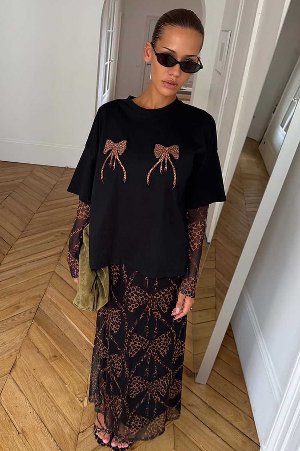 The Black Leopard Bow T-Shirt