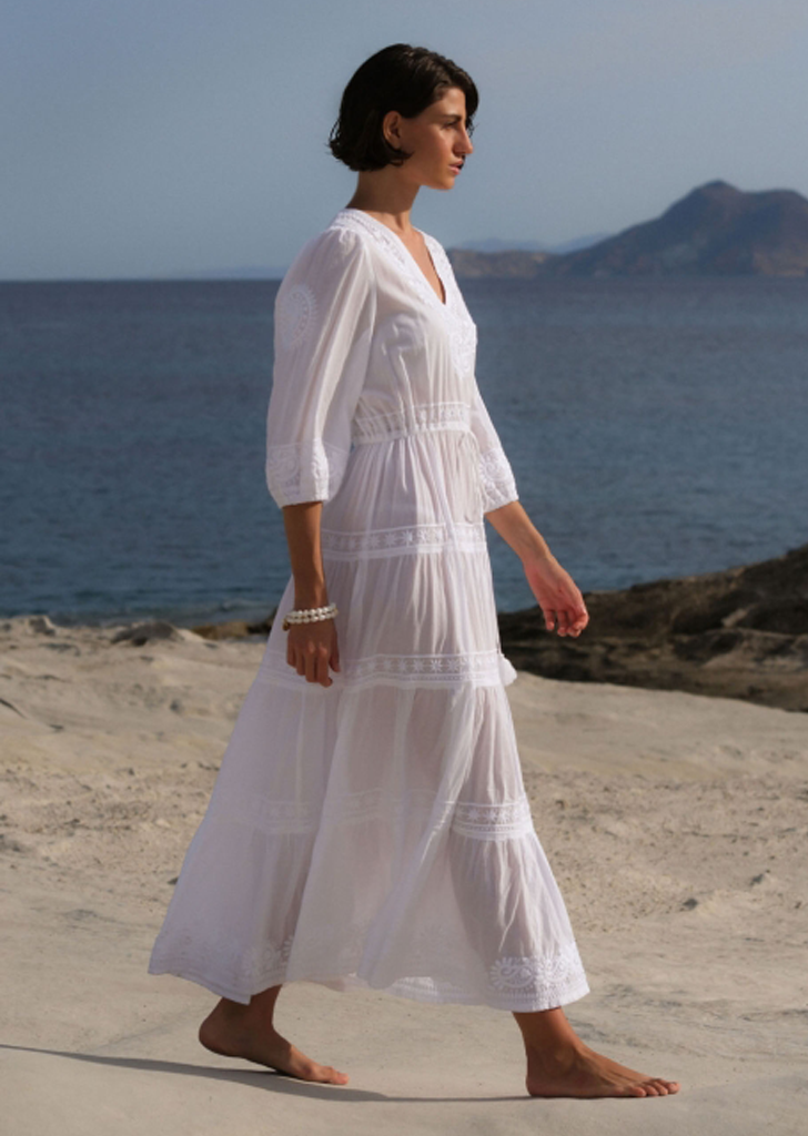 The Azul Kaftan in Optic White