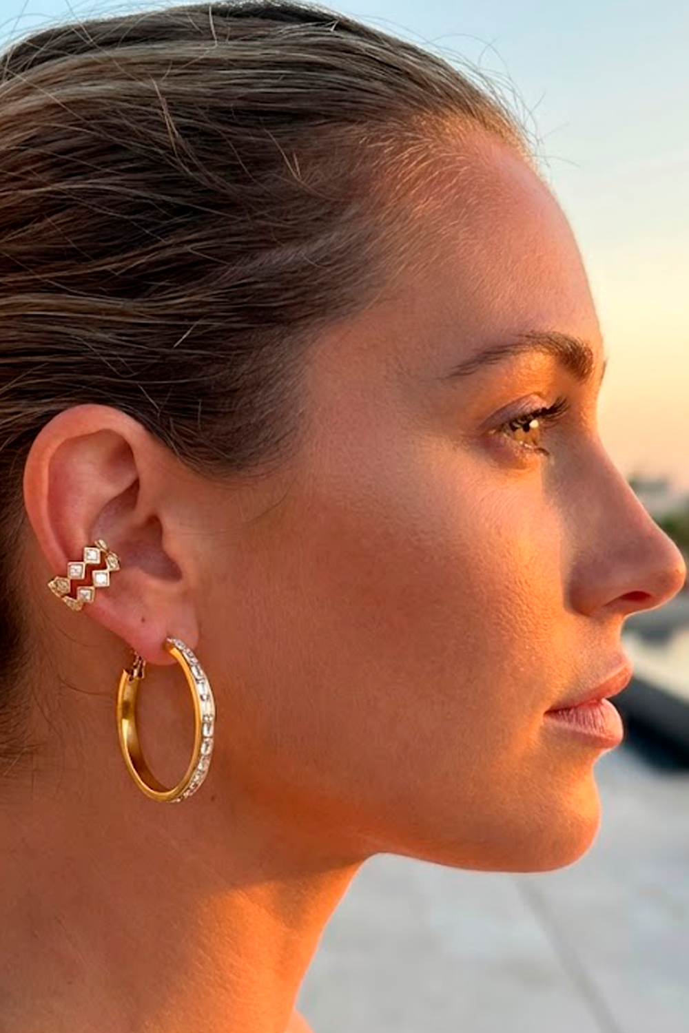 Diamond Baguette Hoops