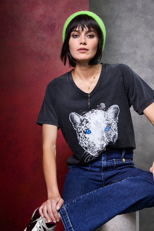 The Bianca V Neck Panther T-Shirt - Pre Order Now