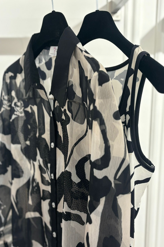 Beverly Collar Shirt Black & White