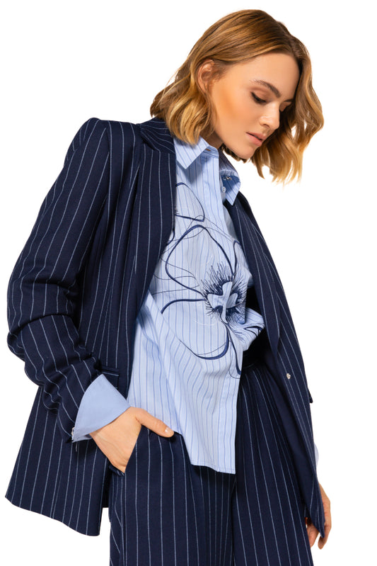 The Nala Navy Pinstripe Blazer